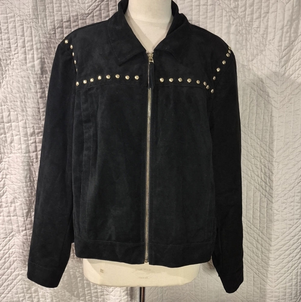 Belle Sky Black Studded Bomber Jacket